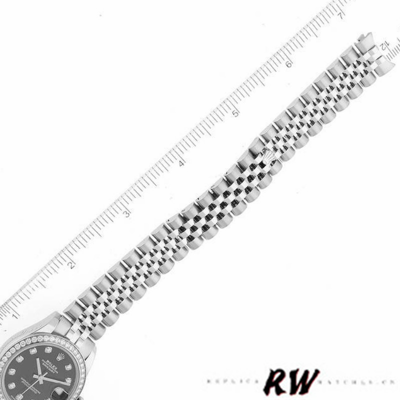 Rolex Datejust 178384 Diamond Bezel Black Diamond Dial 31MM Lady Replica Watch