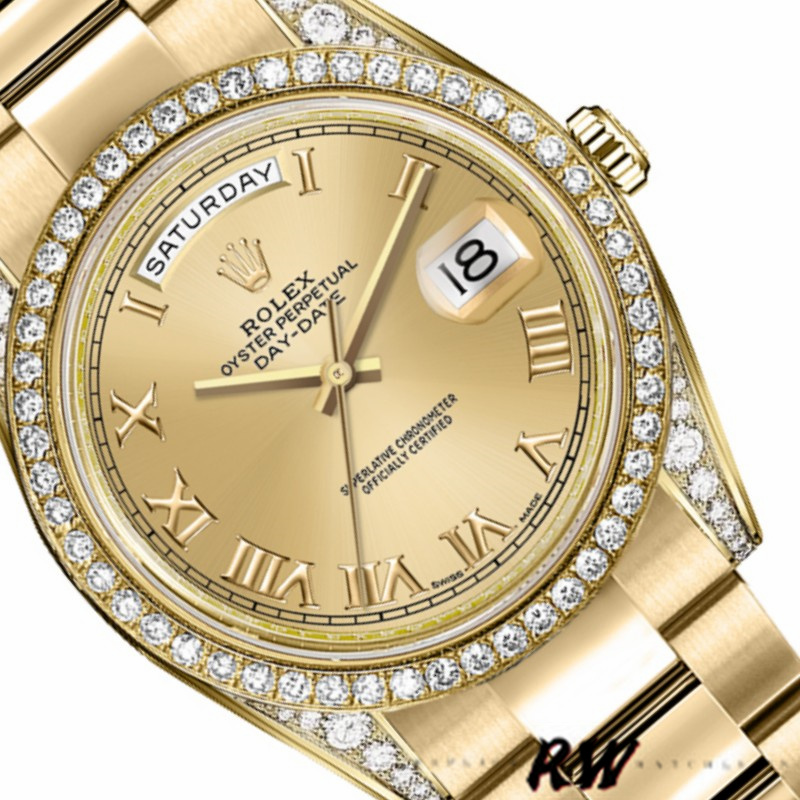 Rolex Day-Date 118388 Champagne Roman Numeral Dial 36MM Unisex Replica Watch