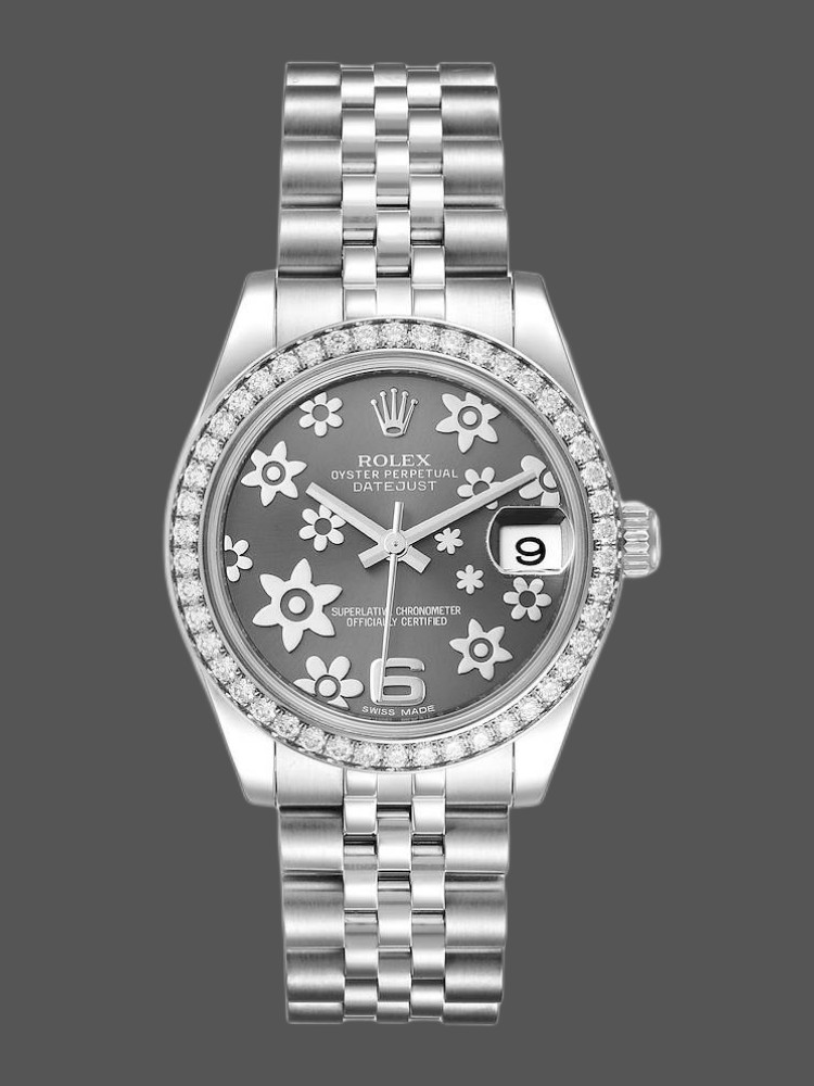 Rolex Datejust 178384 Stainless Steel Floral Dial Diamond 31MM Lady Replica Watch