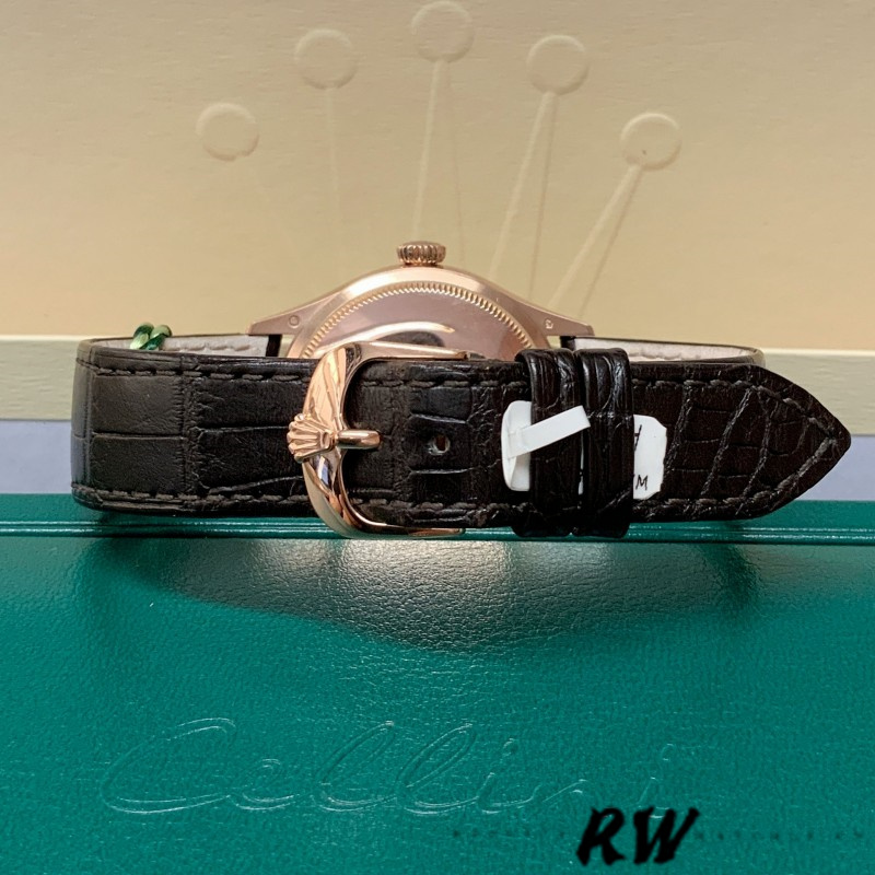 Rolex Cellini Date 50515 Rose Gold Silver Guilloche Index Dial 39mm Mens Replica Watch