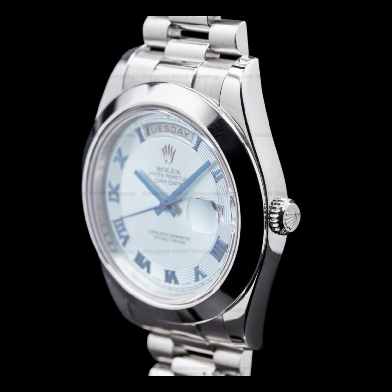 Rolex Day-Date 218206 Concentric Circle Ice Blue Dial Platinum 41MM Mens Replica Watch