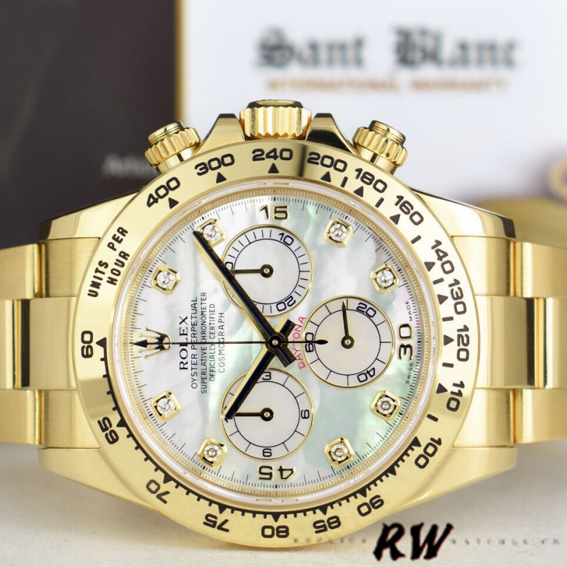 Rolex-Daytona 116528 Yellow Gold MOP Diamond 40mm Mens Replica Watch