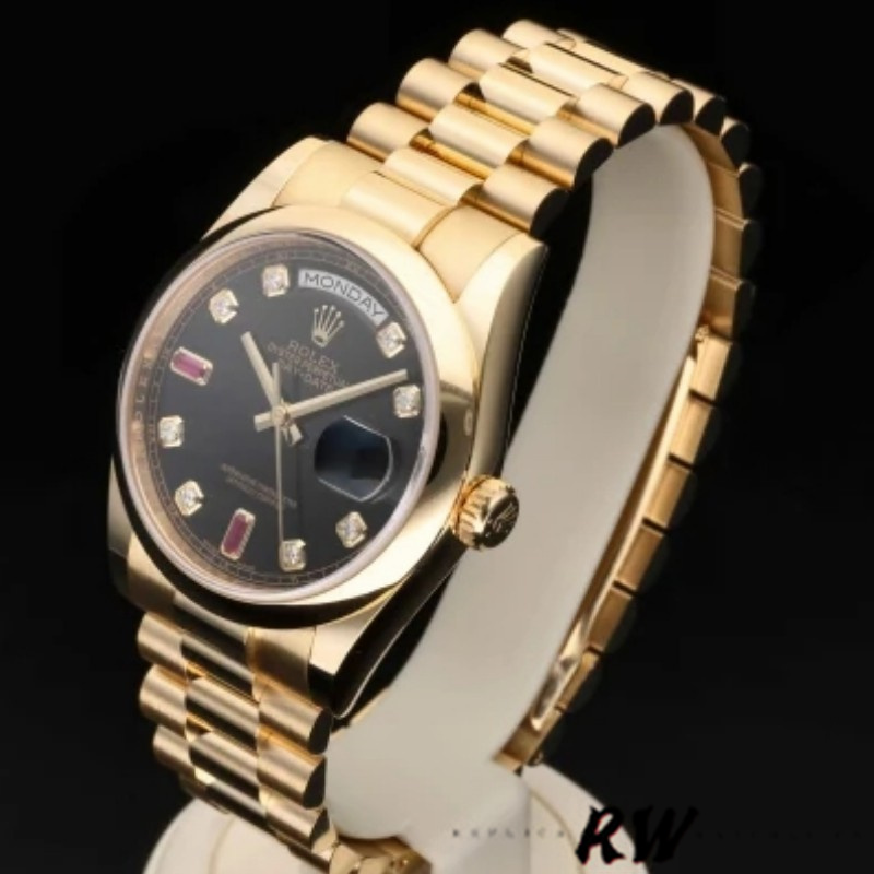 Rolex Day-Date 118208 Black Diamond Dial 36mm Unisex Replica Watch