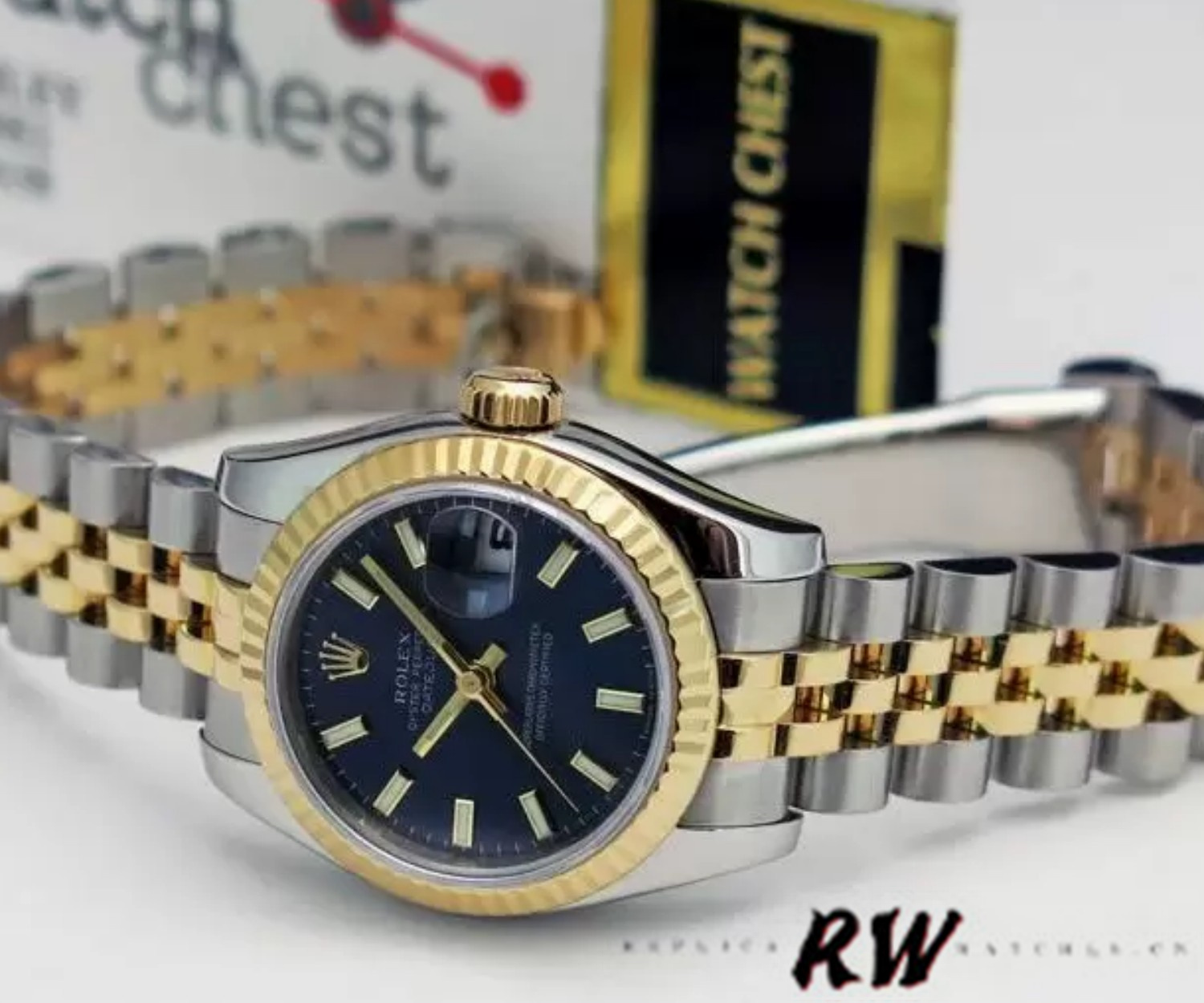 Rolex Datejust 179173 Blue Index Dial Fluted Bezel 26MM Lady Replica Watch