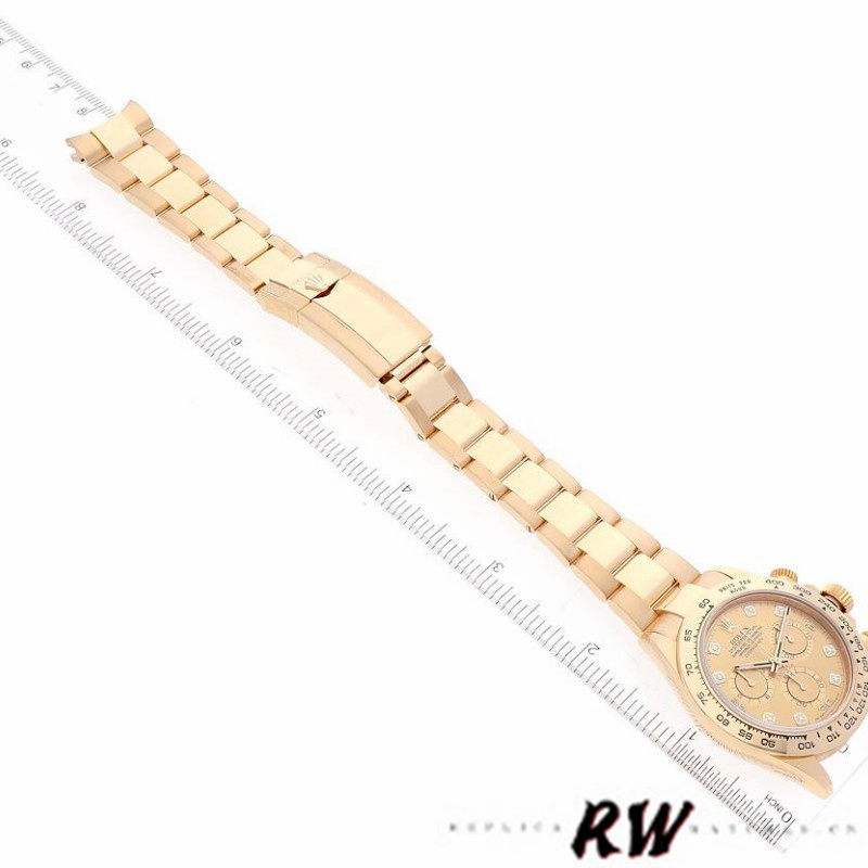 Rolex Daytona 116508 Yellow Gold Champagne Diamond Dial 40MM Mens Replica Watch