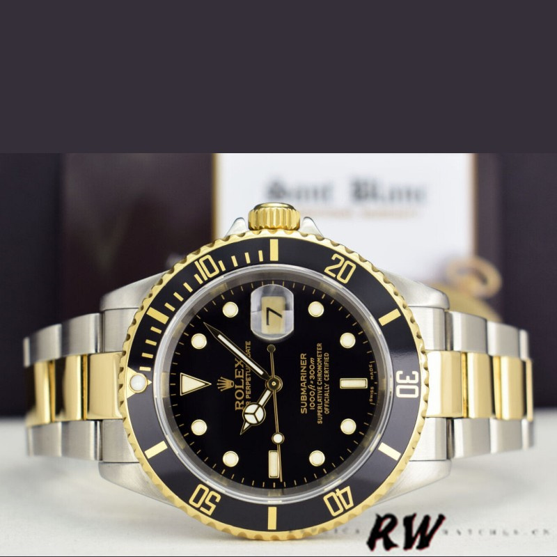 Rolex Submariner Date 16613LN Yellow Gold Stainless Steel Black Dial 40mm Mens Replica Watch