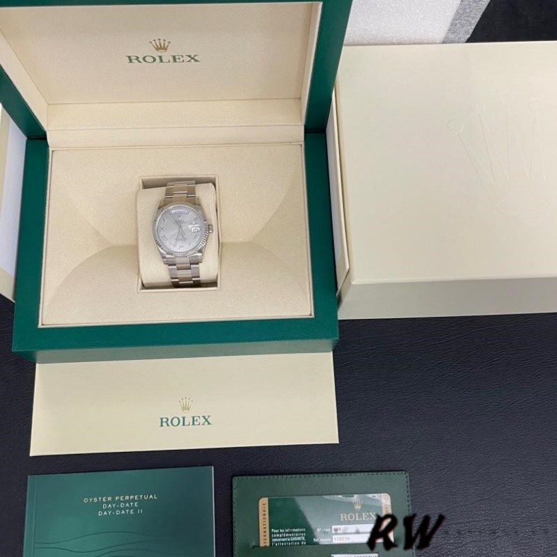 Rolex Day-Date 118239 white gold Silver Roman Numeral 36mm Unisex Replica Watch