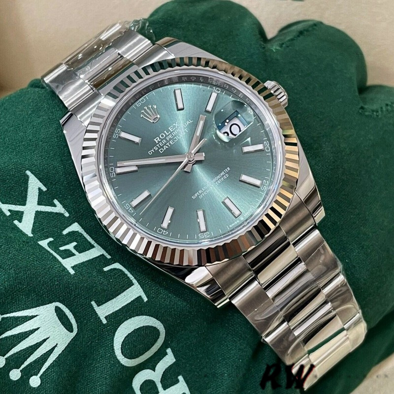 Rolex Datejust 41mm Fluted Bezel Green Dial m126334 0027 Mens Replica Watch