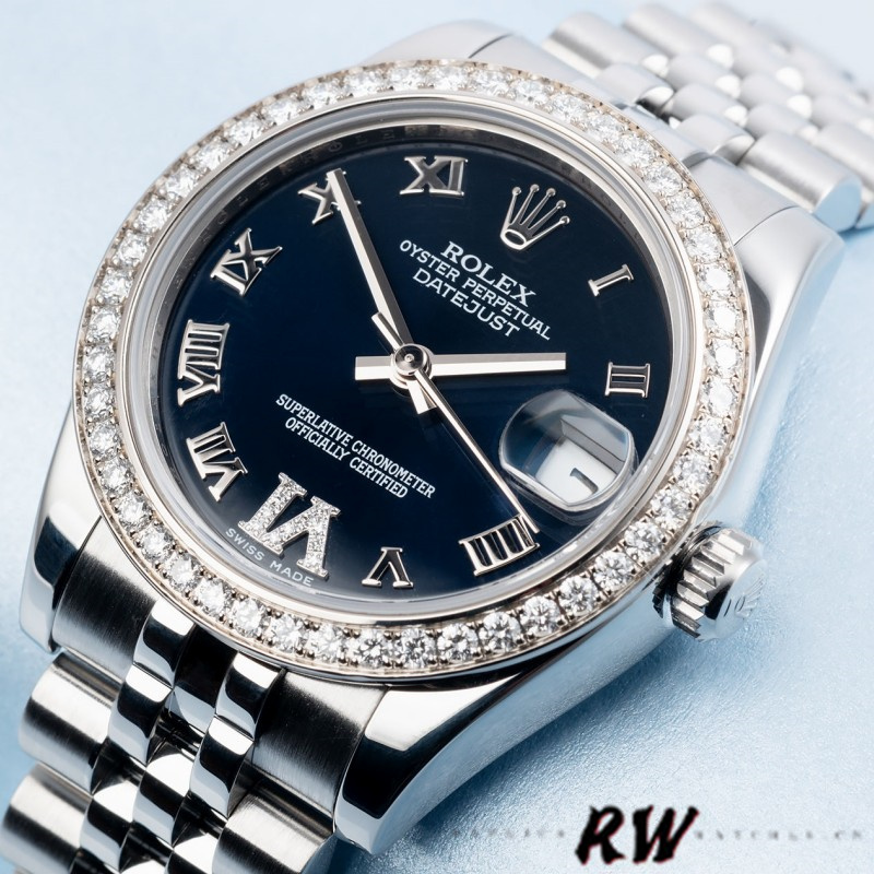 Rolex Datejust 178384 Stainless Steel Blue Diamond Dial 31MM Lady Replica Watch