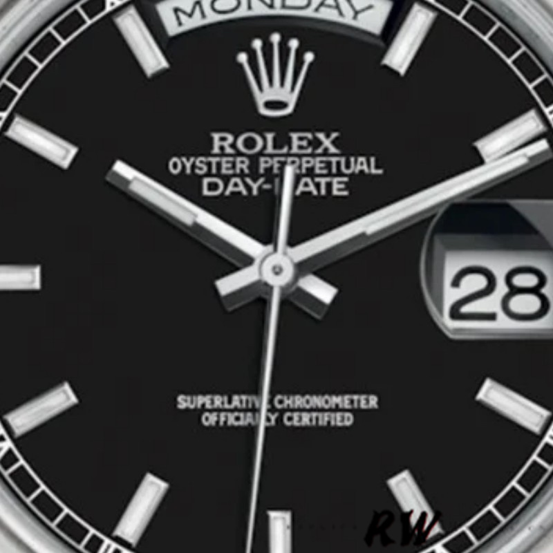Rolex Day Date 118206 Platinum Black Dial 36mm Unisex Replica Watch