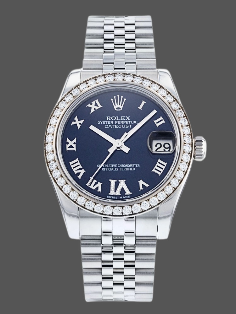 Rolex Datejust 178384 Stainless Steel Blue Diamond Dial 31MM Lady Replica Watch