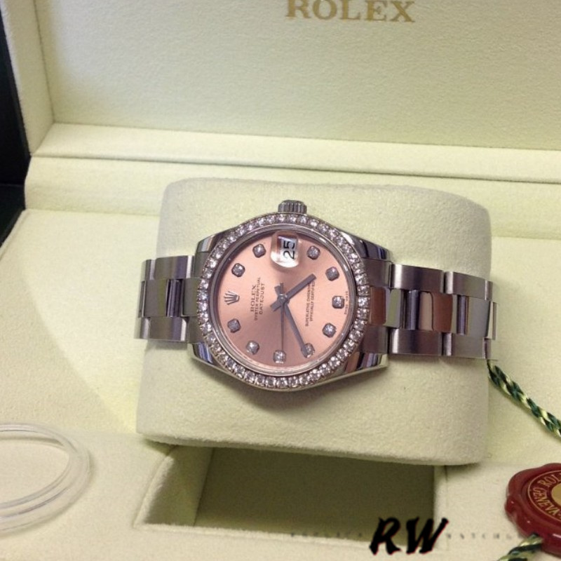 Rolex Datejust 178384 Pink Diamonds Dial Diamond Bezel 31MM Lady Replica Watch