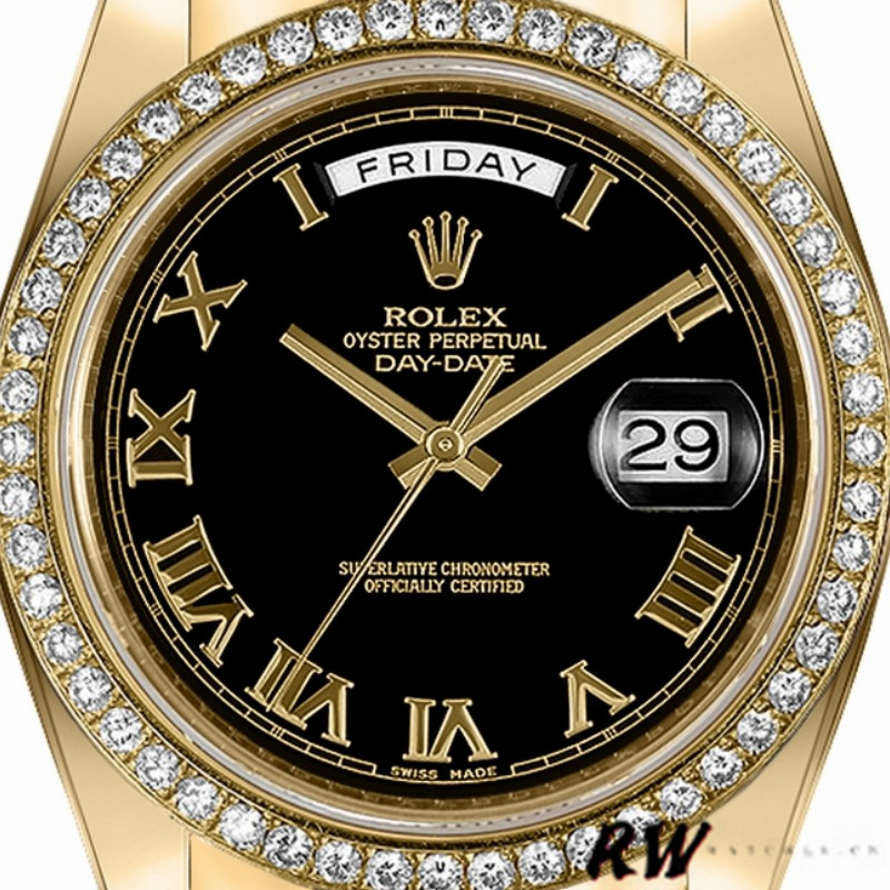 Rolex Day-Date 218348 Black Roman Dial 41MM Mens Replica Watch