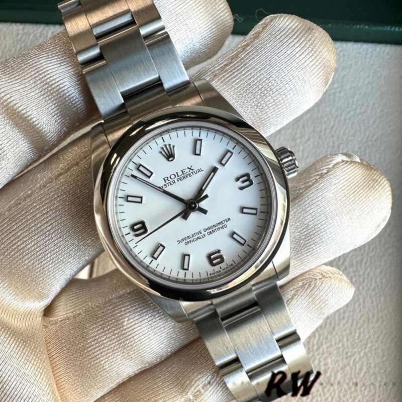 Rolex Oyster Perpetual 177200 White Arabic Dial Oyster Bracelet 31mm Lady Replica Watch