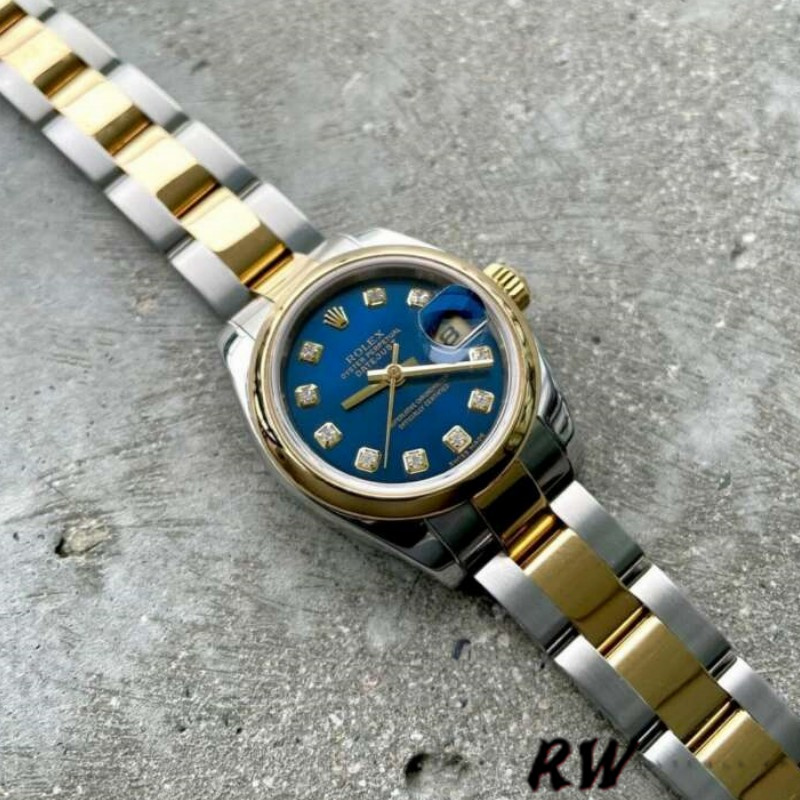 Rolex Datejust 179163 Blue Diamond Dial Domed Dezel 26MM Lady Replica Watch