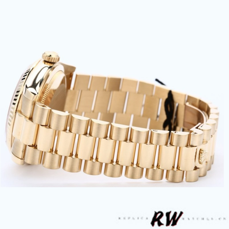 Rolex Day Date 118238 Yellow Gold Black Diamond Dial 36mm Mens Replica Watch