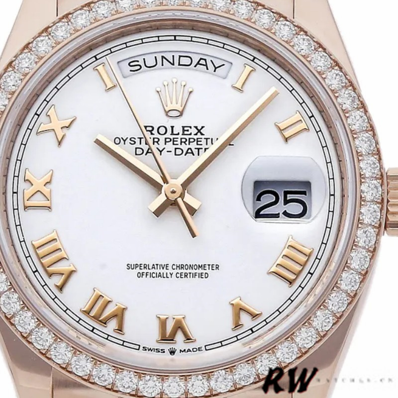 Rolex Day-Date 128345RBR White Dial Everose Gold 36MM Unisex Replica Watch