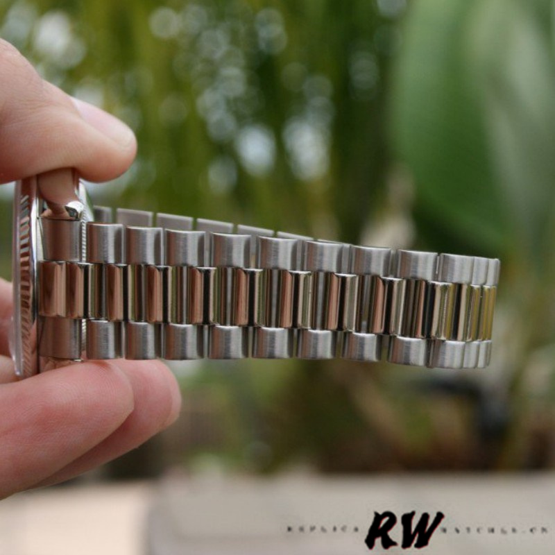 Rolex Day-Date 118239 White Gold Silver dial Fluted Bezel 36mm Unisex Replica Watch