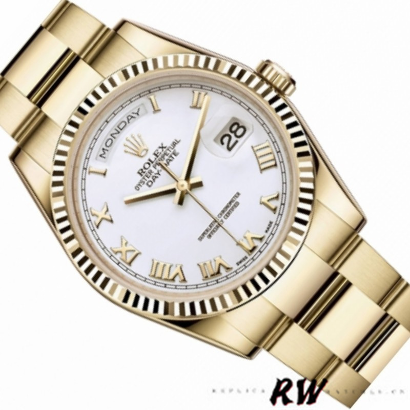 Rolex Day-Date 118238 White Roman numeral dial 36mm Unisex Replica Watch