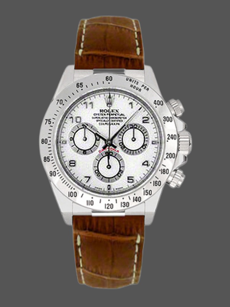 Rolex Daytona 116519 white Arabic dial brown leather strap 40mm Mens Replica Watch