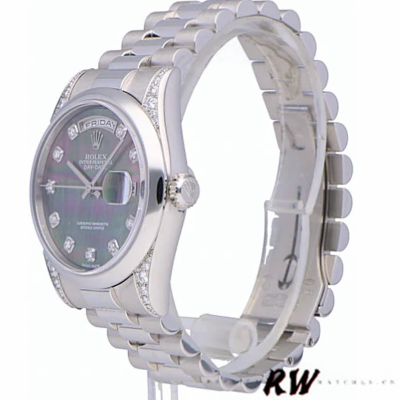 Rolex Day-Date 118296 Platinum MOP Dial Diamond 36mm Unisex Replica Watch