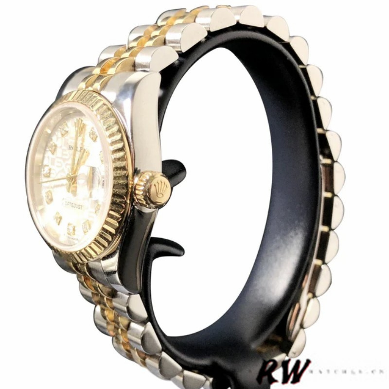 Rolex Datejust 179173 Silver Jubilee Diamond Dial Fluted Bezel 26MM Lady Replica Watch