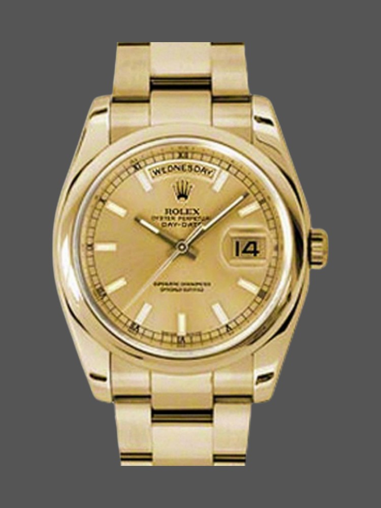 Rolex Day-Date 118208 Champagne Dial 36mm Unisex Replica Watch