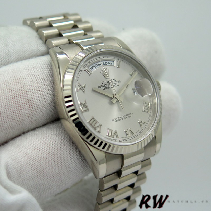 Rolex Day-Date 118239 Rhodium Roman Dial white gold 36mm Unisex Replica Watch