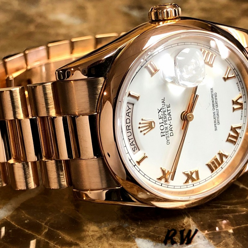 Rolex Day-Date 118205 Everose Gold White Dial 36mm Unisex Replica Watch