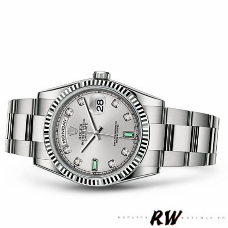 Rolex Day-Date 118239 Rhodium grey Dial white gold 36mm Unisex Replica Watch