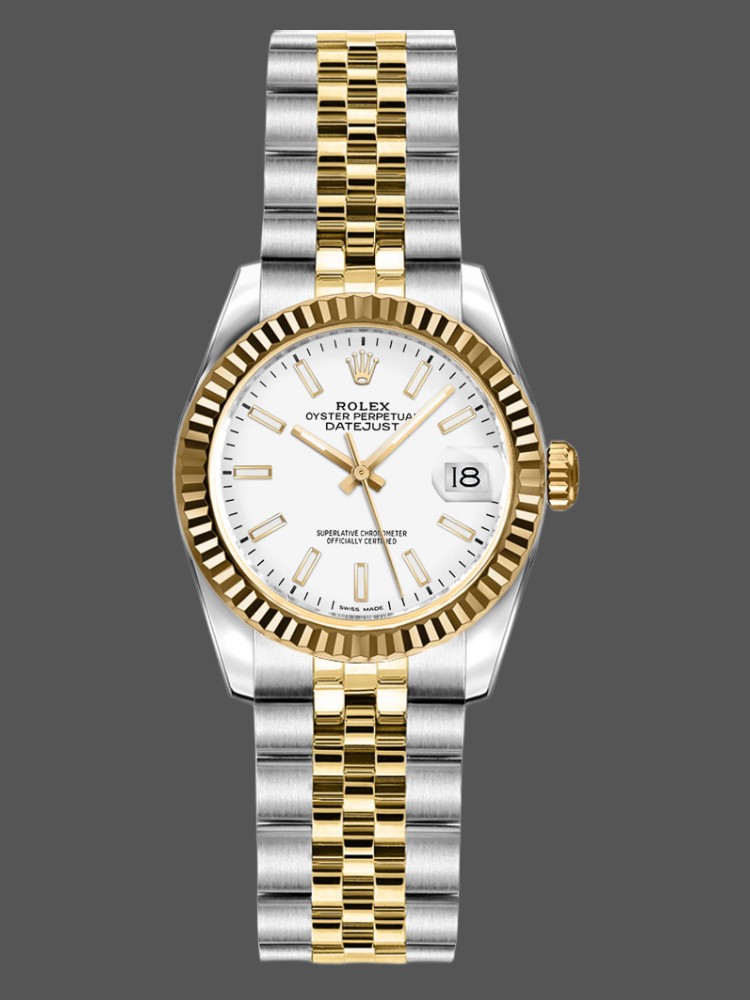 Rolex Datejust 179173 White Index Dial Fluted Bezel 26MM Lady Replica Watch