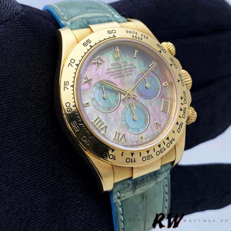 Rolex Daytona 116518 Blue leather strap MOP Dial 40mm Mens Replica Watch