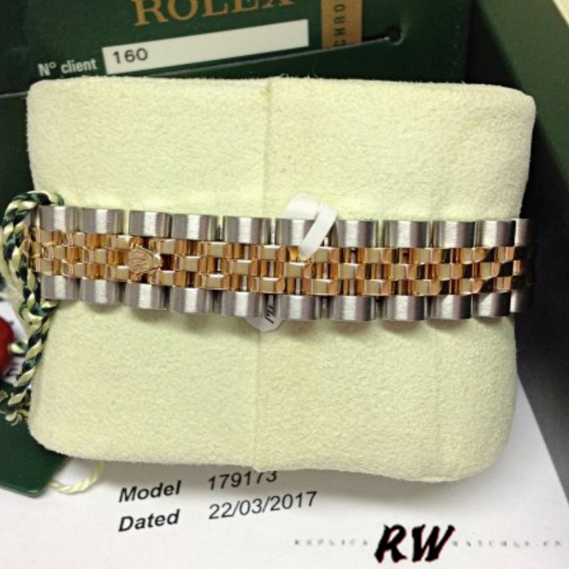 Rolex Datejust 179173 Champagne Index Dial Fluted Bezel 26MM Lady Replica Watch