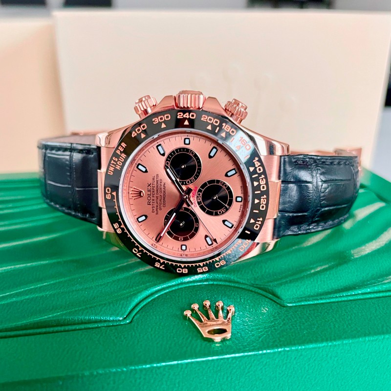 Rolex Cosmograph Daytona 116515LN Leather strap Black Pink Dial 40mm Mens Replica Watch