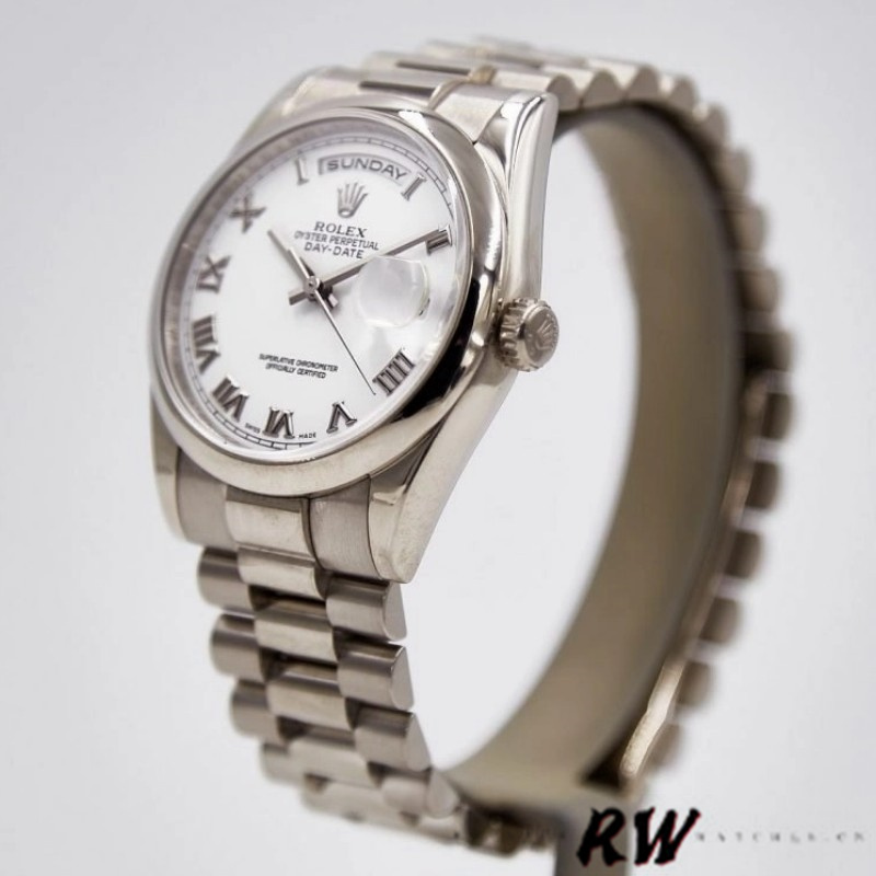 Rolex Day-Date 118209 White Gold White Dial 36mm Unisex Replica Watch