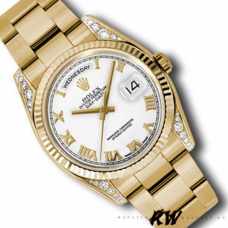 Rolex Day-Date 118338 White Roman Dial 36mm Unisex Replica Watch