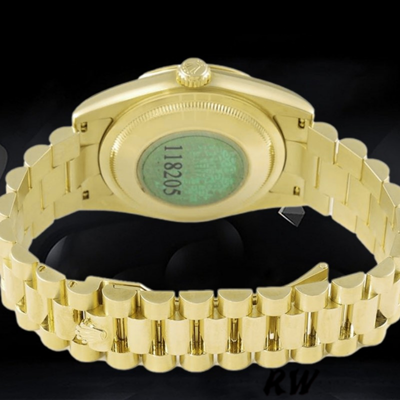 Rolex Day-Date 118208 Black Diamond Dial 36mm Unisex Replica Watch