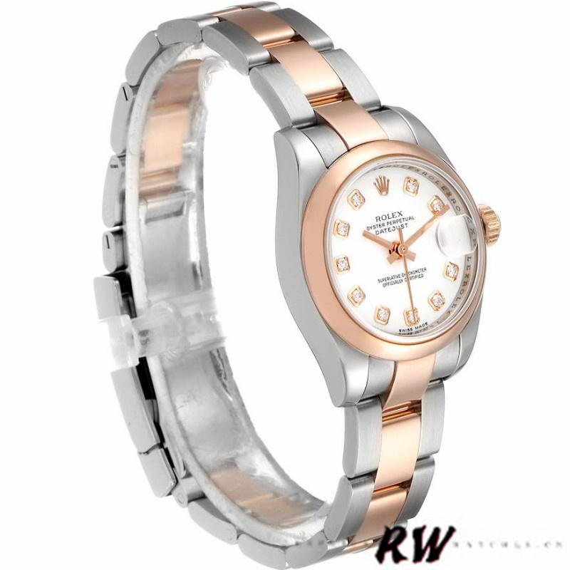 Rolex Datejust 179161 Stainless Steel and Everose Gold White Diamond Dial 26MM Lady Replica Watch