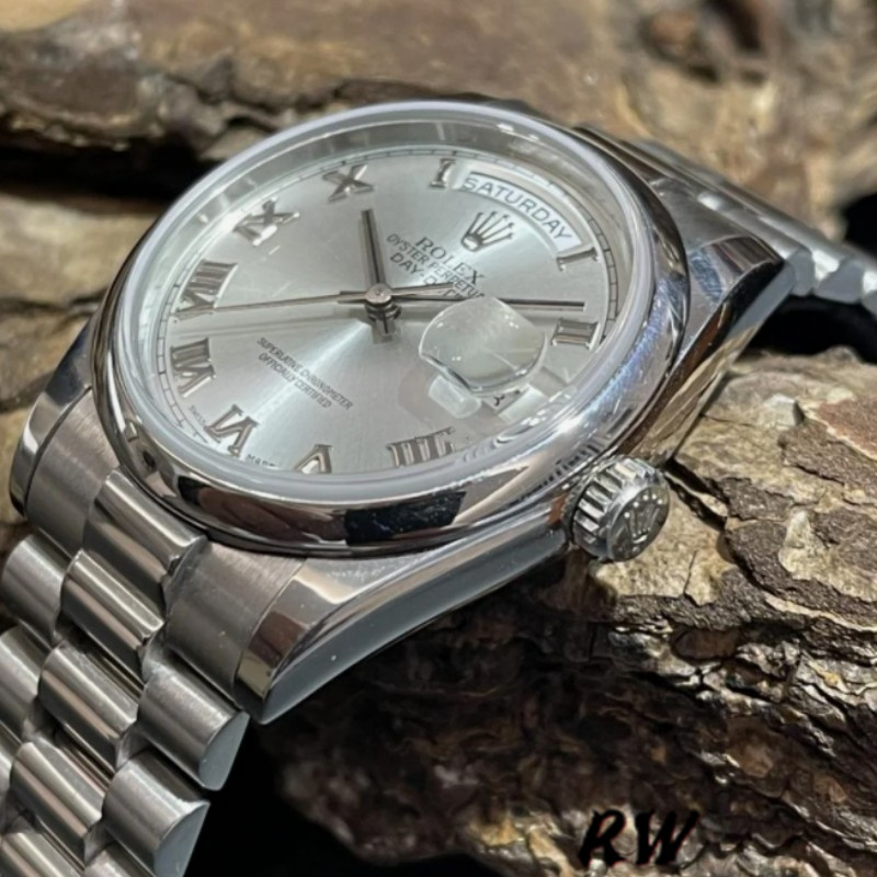 Rolex Day-Date 118206 Rhodium Grey Dial Roman Numerals 36mm Unisex Replica Watch