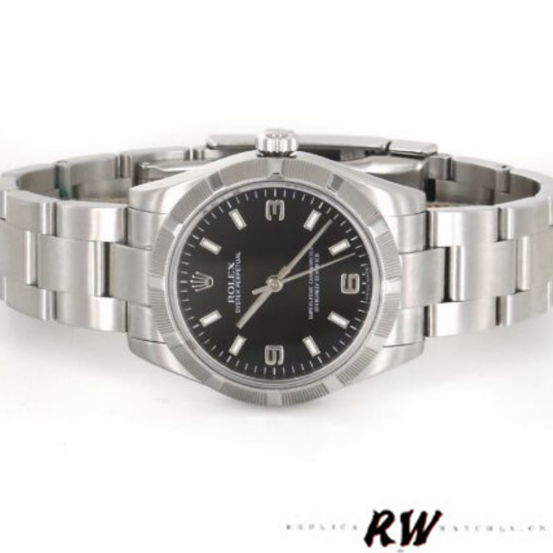Rolex Oyster Perpetual 177210 Black Dial Stainless Steel 31mm Lady Replica Watch