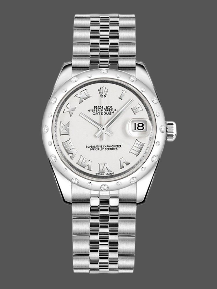 Rolex Datejust 178344 Stainless Steel White Roman Numeral Dial 31MM Lady Replica Watch