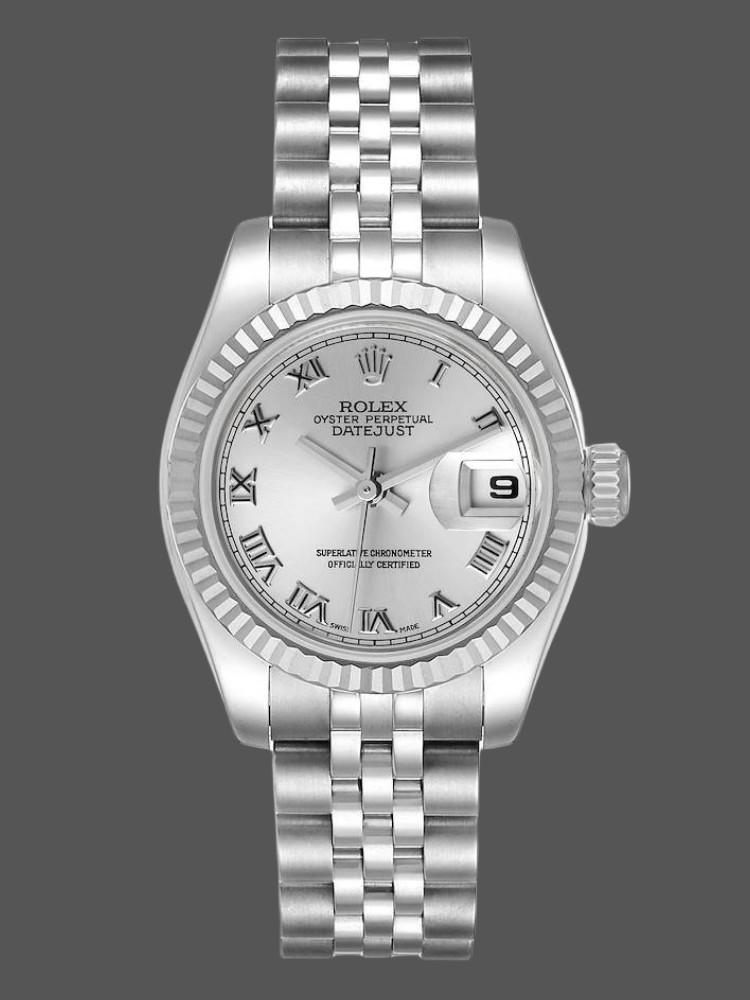 Rolex Datejust 179174 Silver Roman Dial Fluted Bezel 26MM Lady Replica Watch