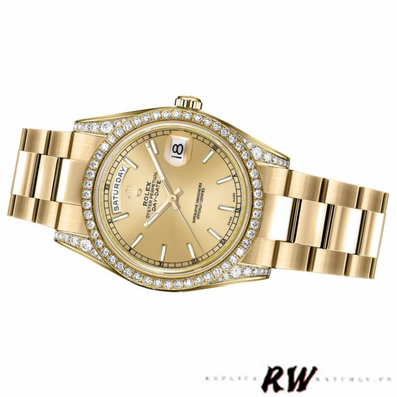Rolex Day-Date 118388 Champagne Index Dial 36MM Unisex Replica Watch