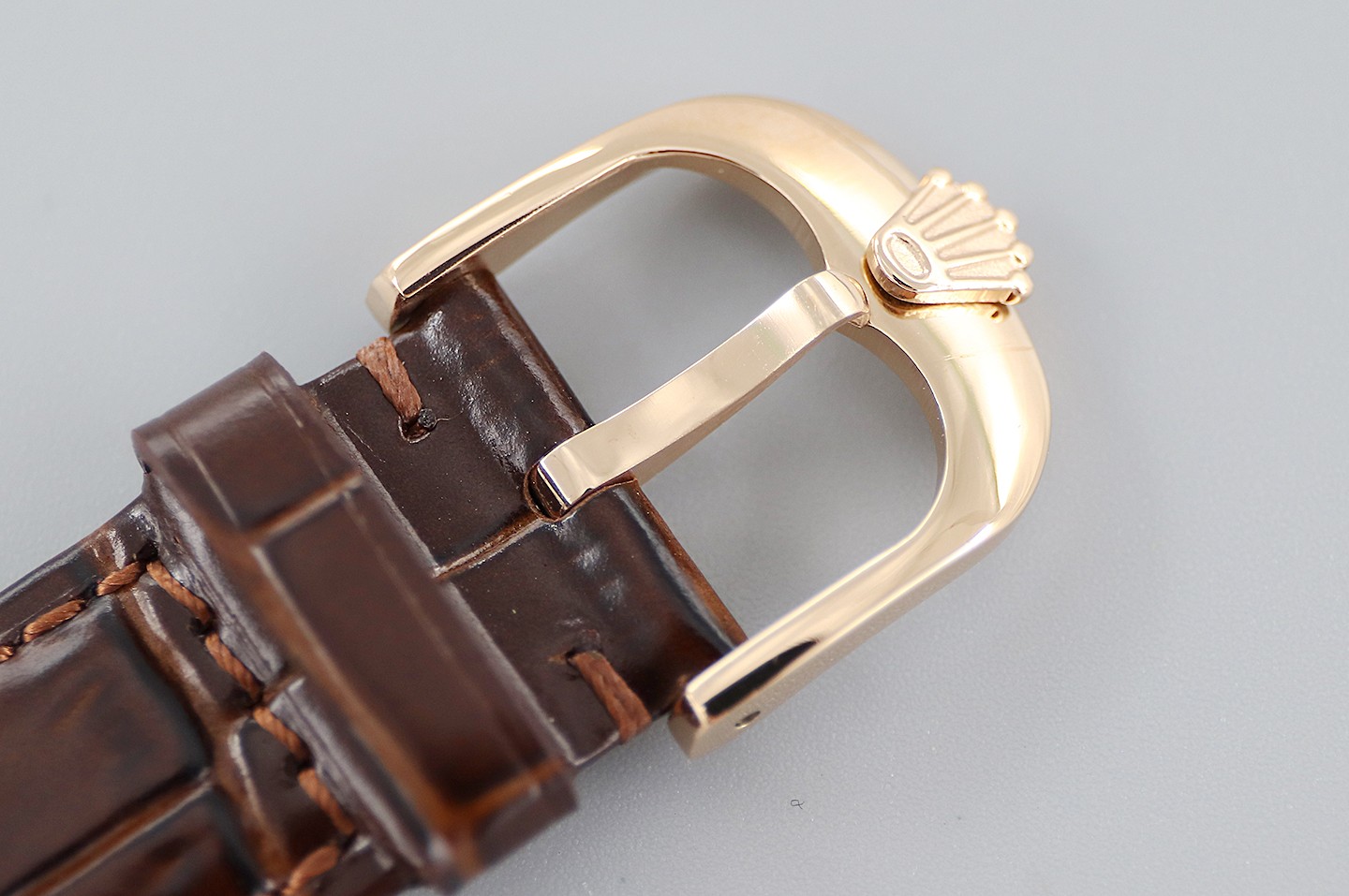 Rolex Cellini Date Rose Gold Silver Crocodile Leather Strap 50515 39mm Mens Replica Watch