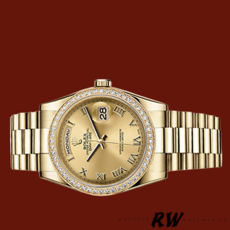 Rolex Day Date 118348 Champagne dial Yellow Gold 36mm Unisex Replica Watch
