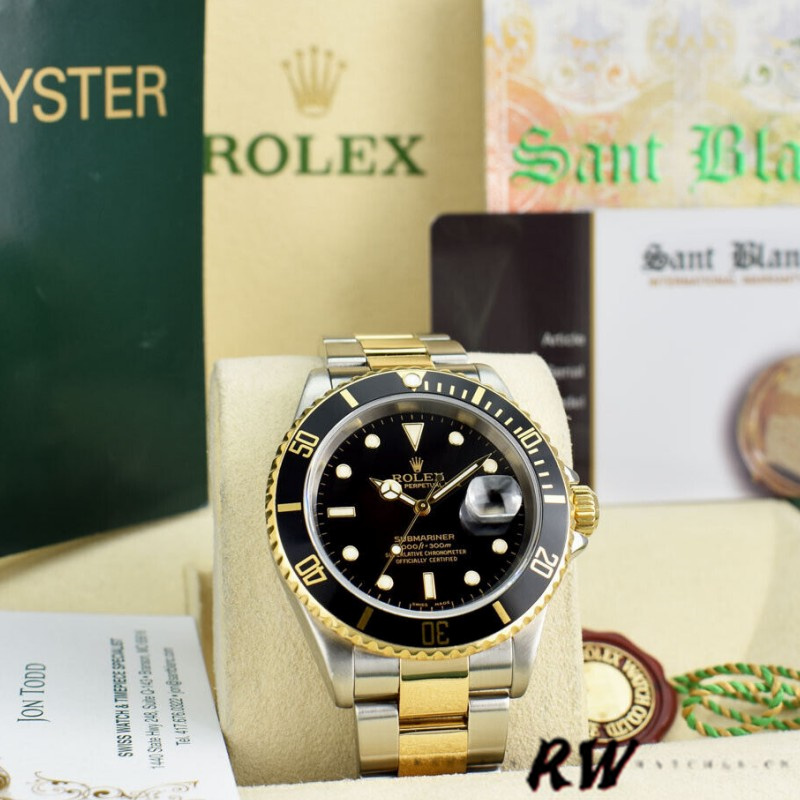 Rolex Submariner Date 16613LN Yellow Gold Stainless Steel Black Dial 40mm Mens Replica Watch