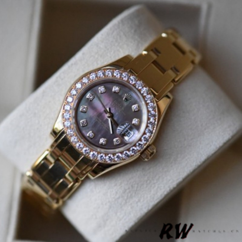 Rolex Pearlmaster 80298 Yellow Gold MOP Dial 29MM Lady Replica Watch