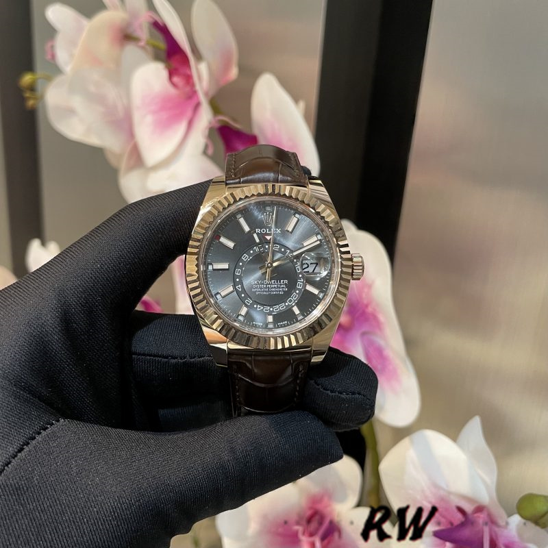 Rolex Sky-Dweller 326135 Dark Rhodium Dial 42MM Mens Replica Watch