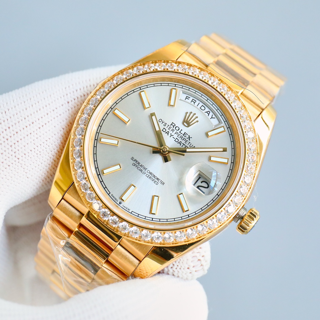 Rolex Day-Date 118348 Yellow Gold White Dial 36mm Unisex Replica Watch