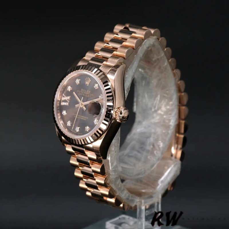 Rolex Datejust 279175 Chocolate Diamond Mark Fluted Bezel 28mm Lady Replica Watch
